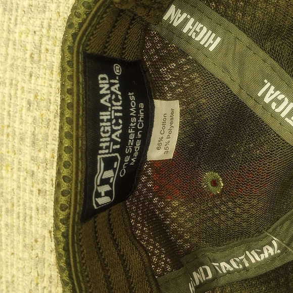 Highland Tactical Olive Mesh Logo/Flag Cap Stretch Fit NWT - Picture 7 of 9